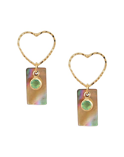 Korean Made 14K Gold Plated Cubic Zirconia Heart Drop Earring For Women (KKGJDEG111829)